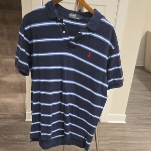 Polo by Ralph Lauren Men's Navy and Light Blue Striped Polo